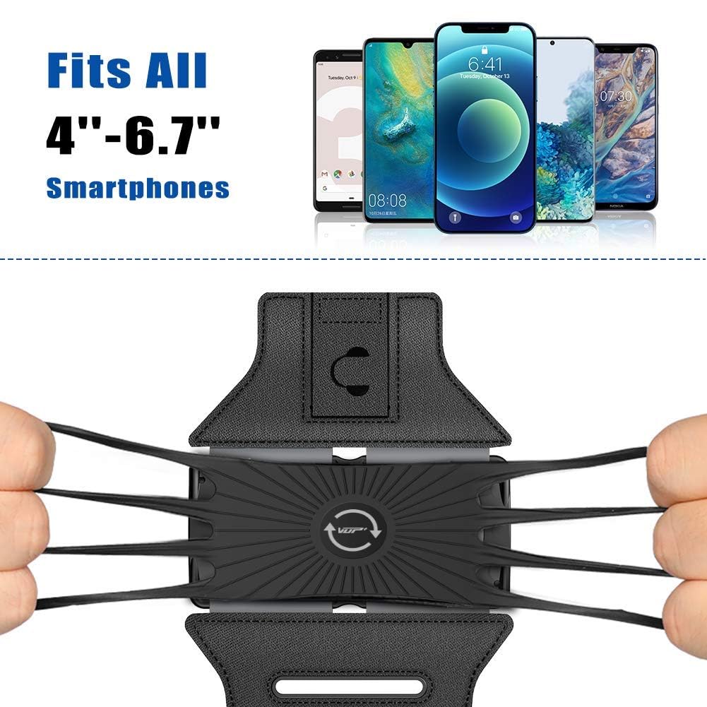 VUP brazalete junto a regla para comparar tamaño y compatibilidad de móviles