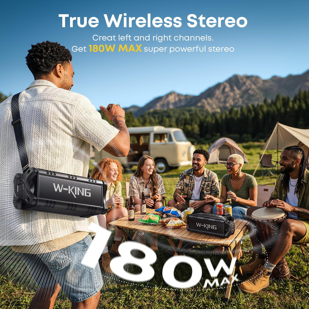 W-KING altavoz junto a smartphone para comparar tamaño y portabilidad