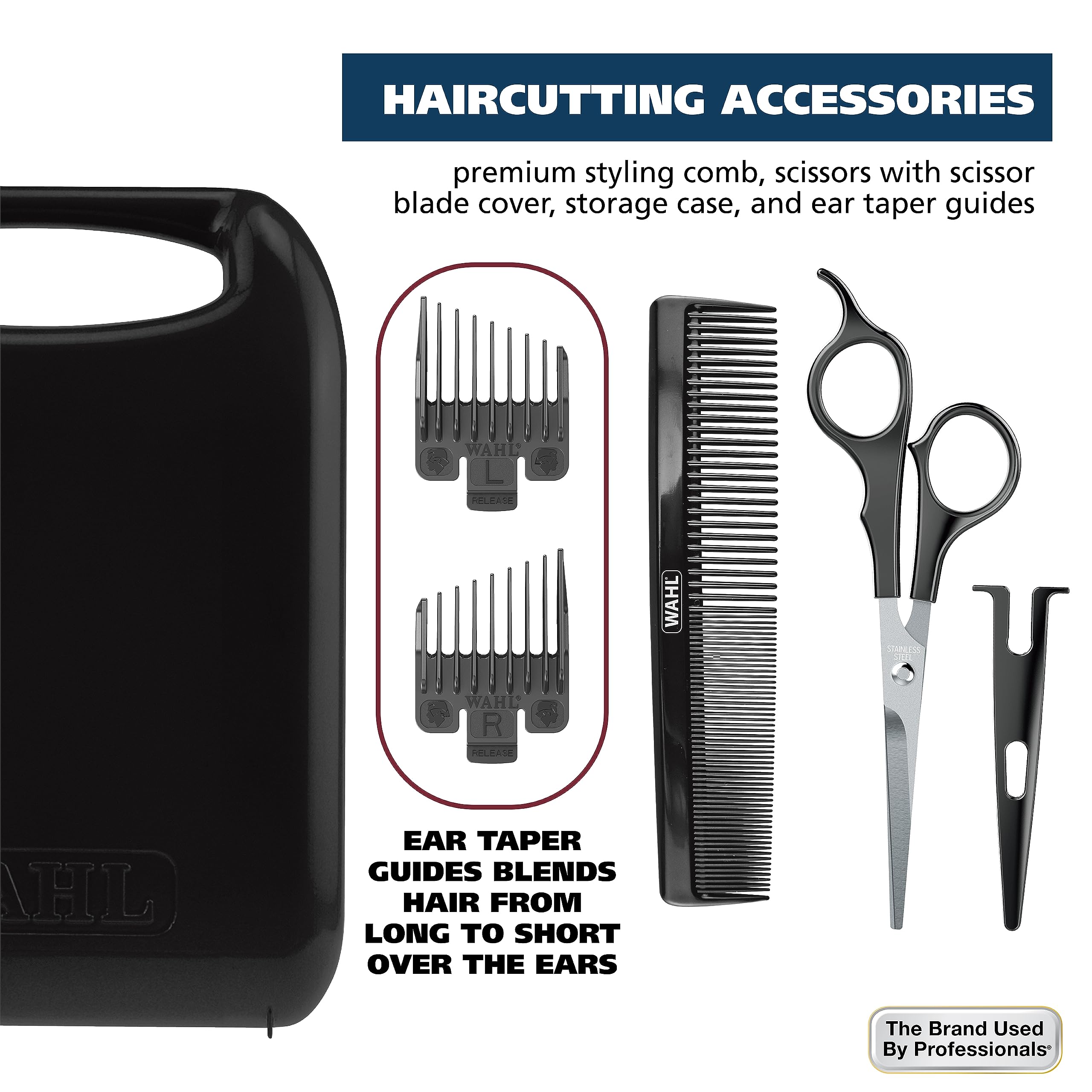 Wahl comparación de tamaño con mano para visualizar escala y ergonomía