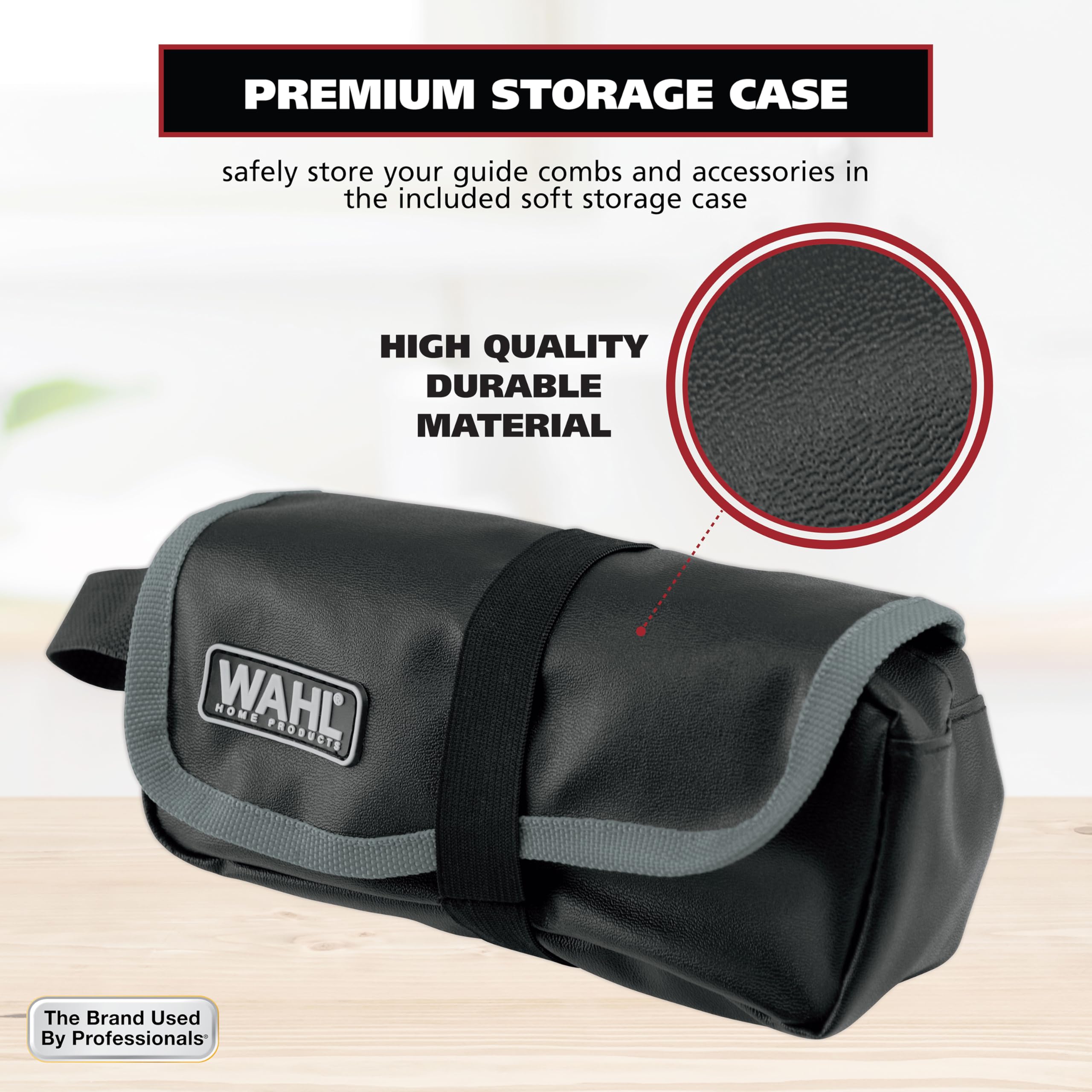 Wahl Edge Pro guardada en bolsa para transporte y orden