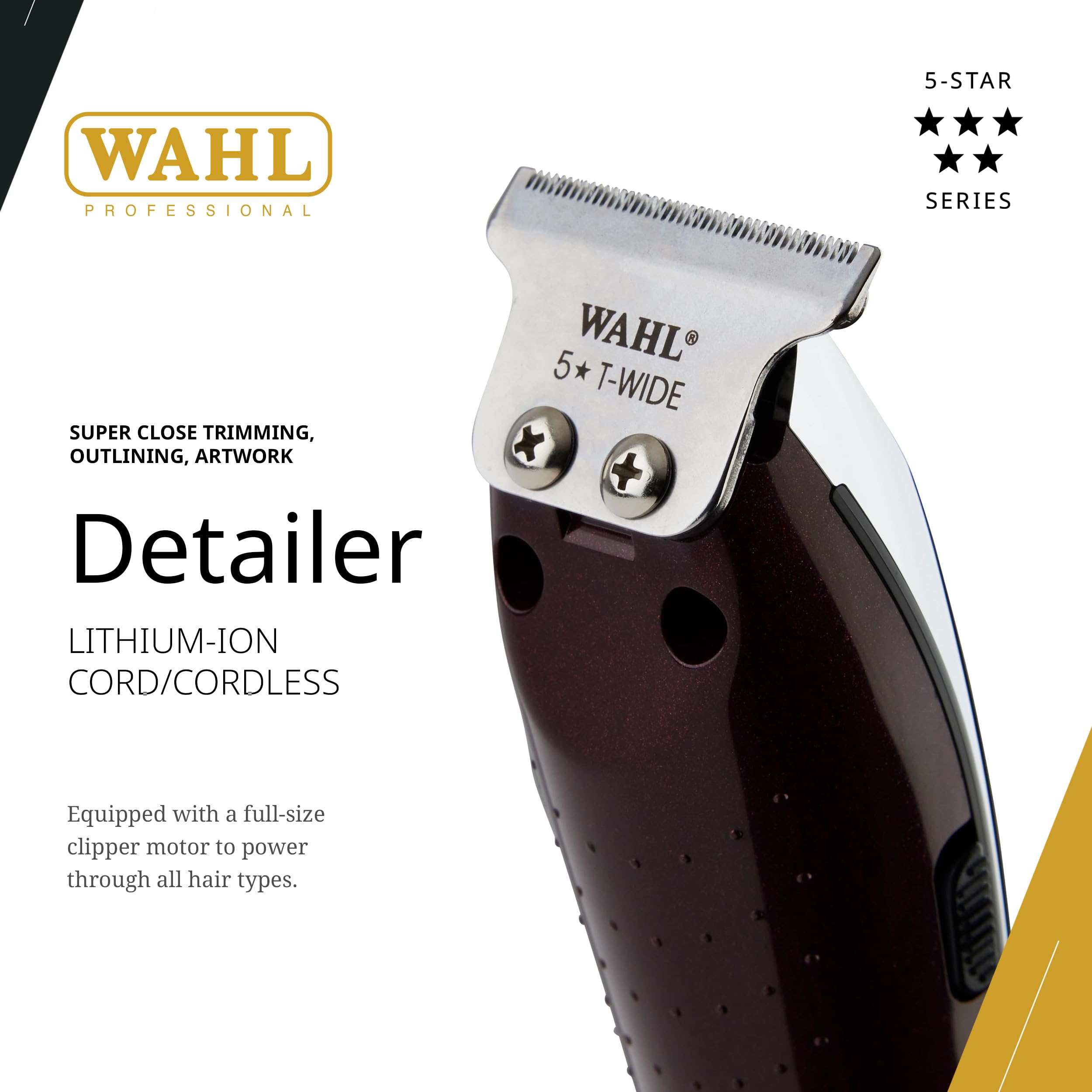 Wahl Professional detalle de cuchilla T Wide Blade, nitidez para líneas definidas