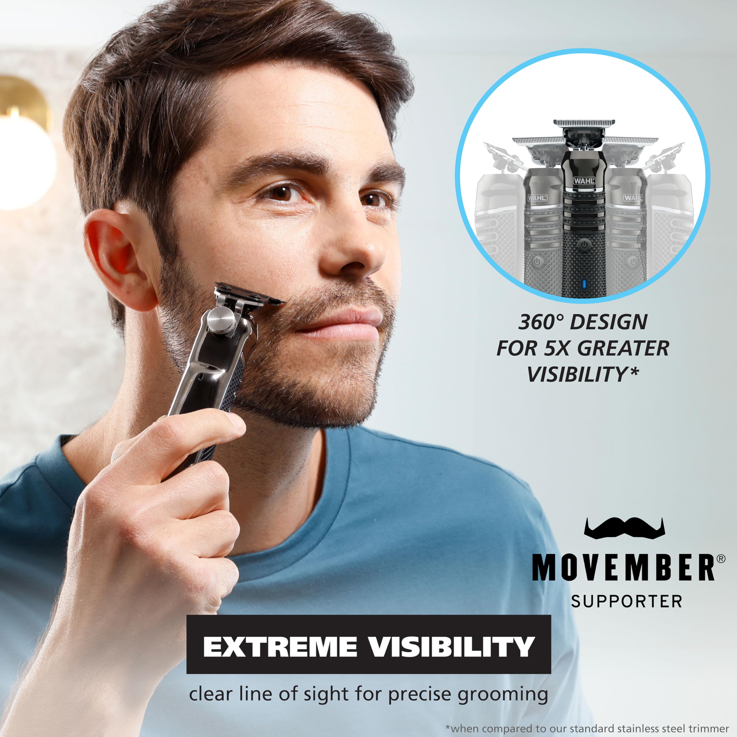 Wahl detalle de cuchilla Forever Blade con recubrimiento negro para cortes suaves