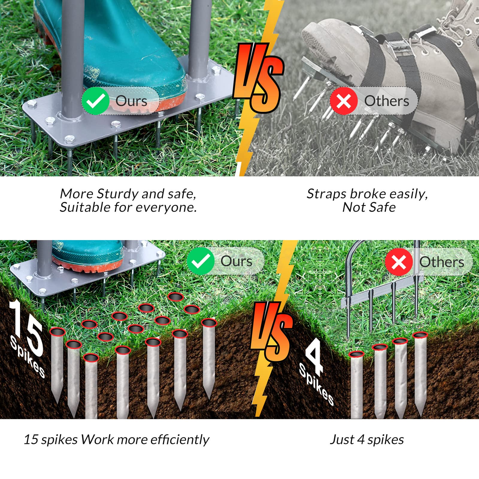 Walensee aerator in use on lawn demonstrating ease of spot aeration and control