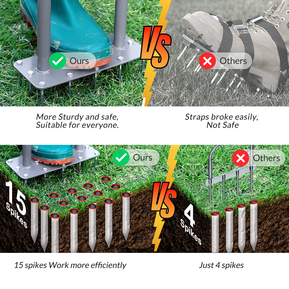 Walensee aerator in use on lawn demonstrating ease of spot aeration and control