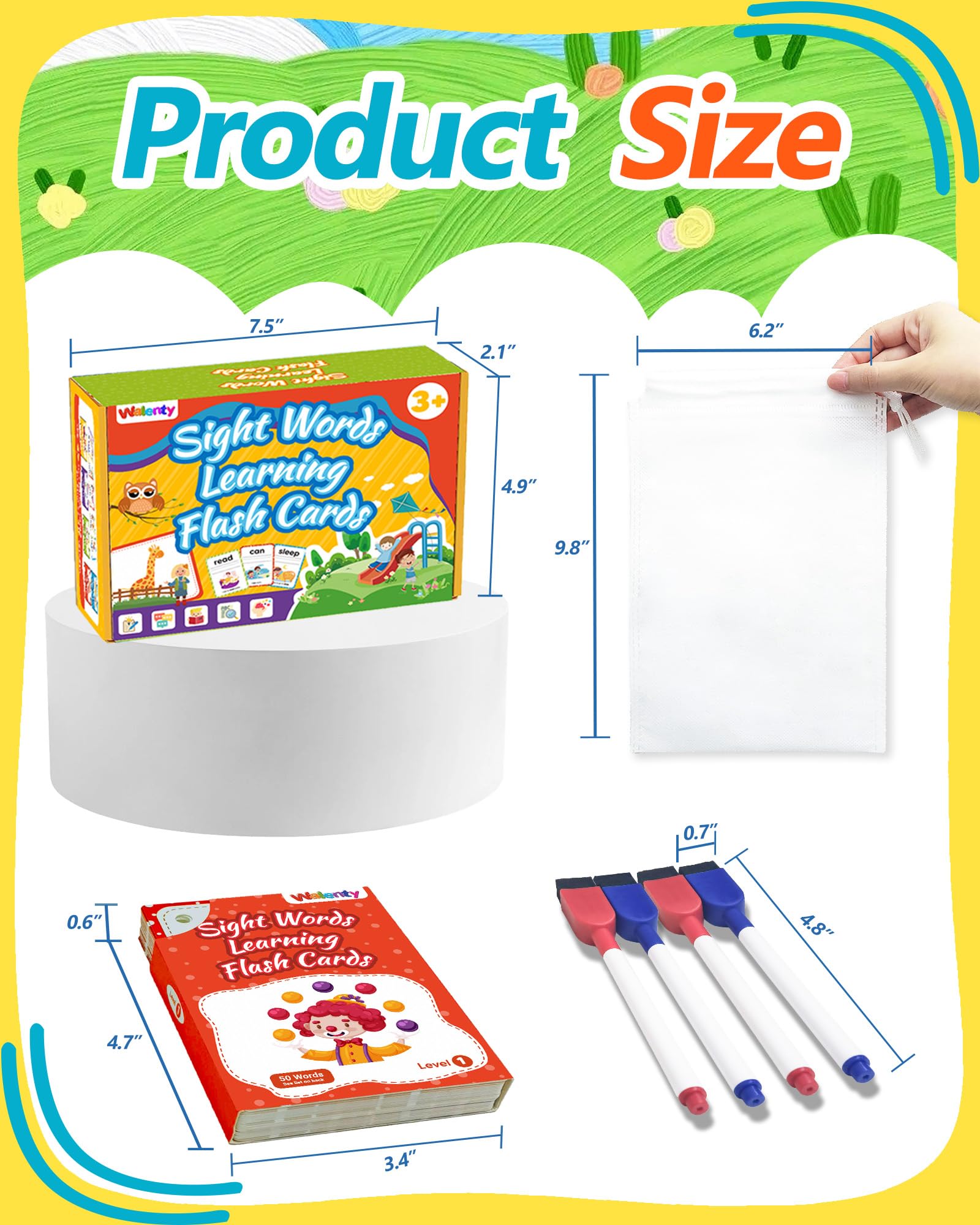 Walenty tarjeta junto a una mano para comparar tamaño práctico para niños