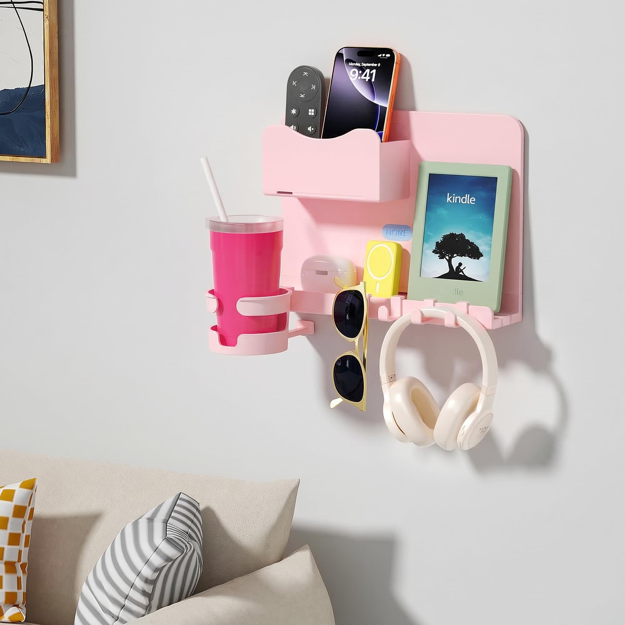 WALfuyao repisa integrada en habitación rosa como decoración funcional y ordenada