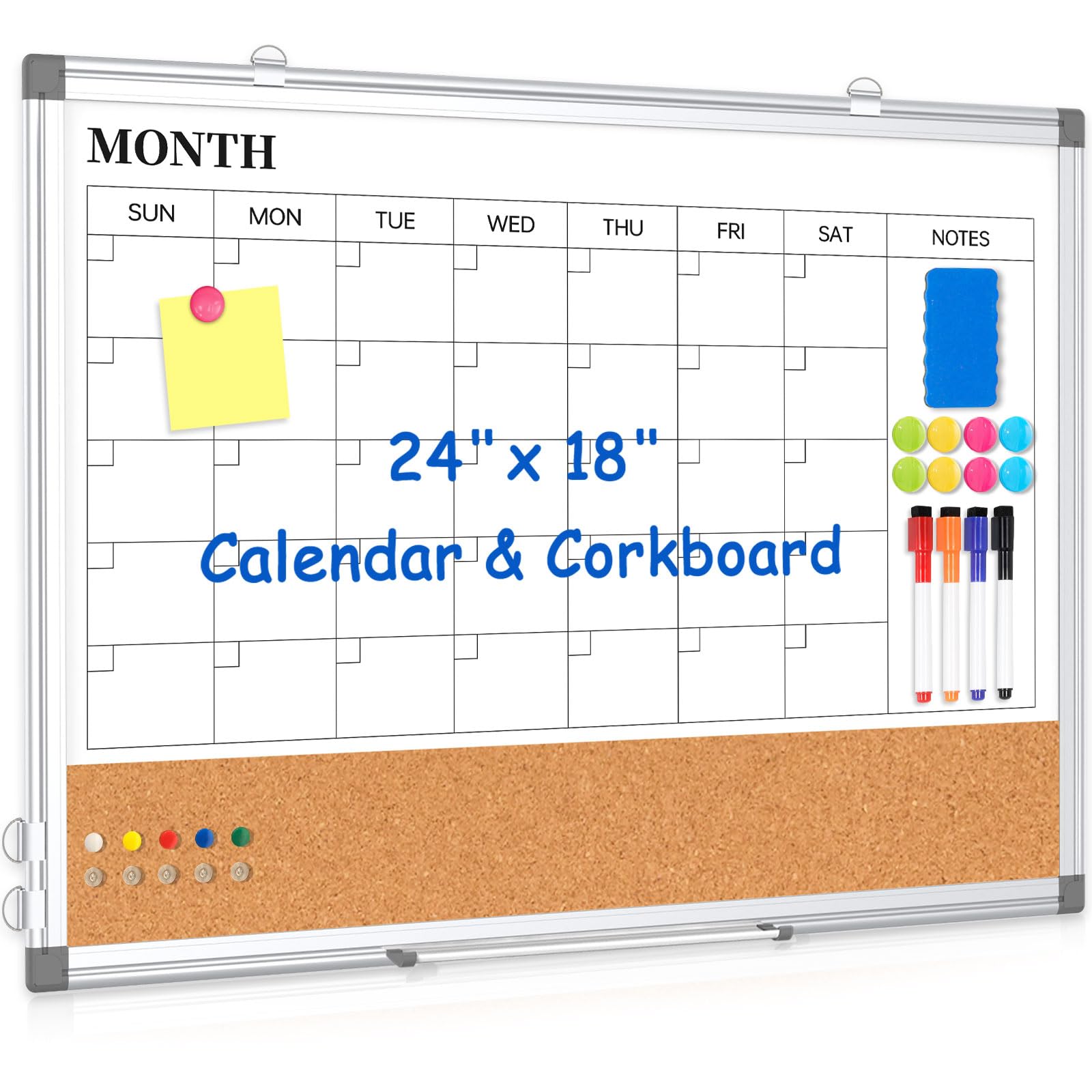 WALGLASS pizarra calendario frontal mostrando mes completo y organización