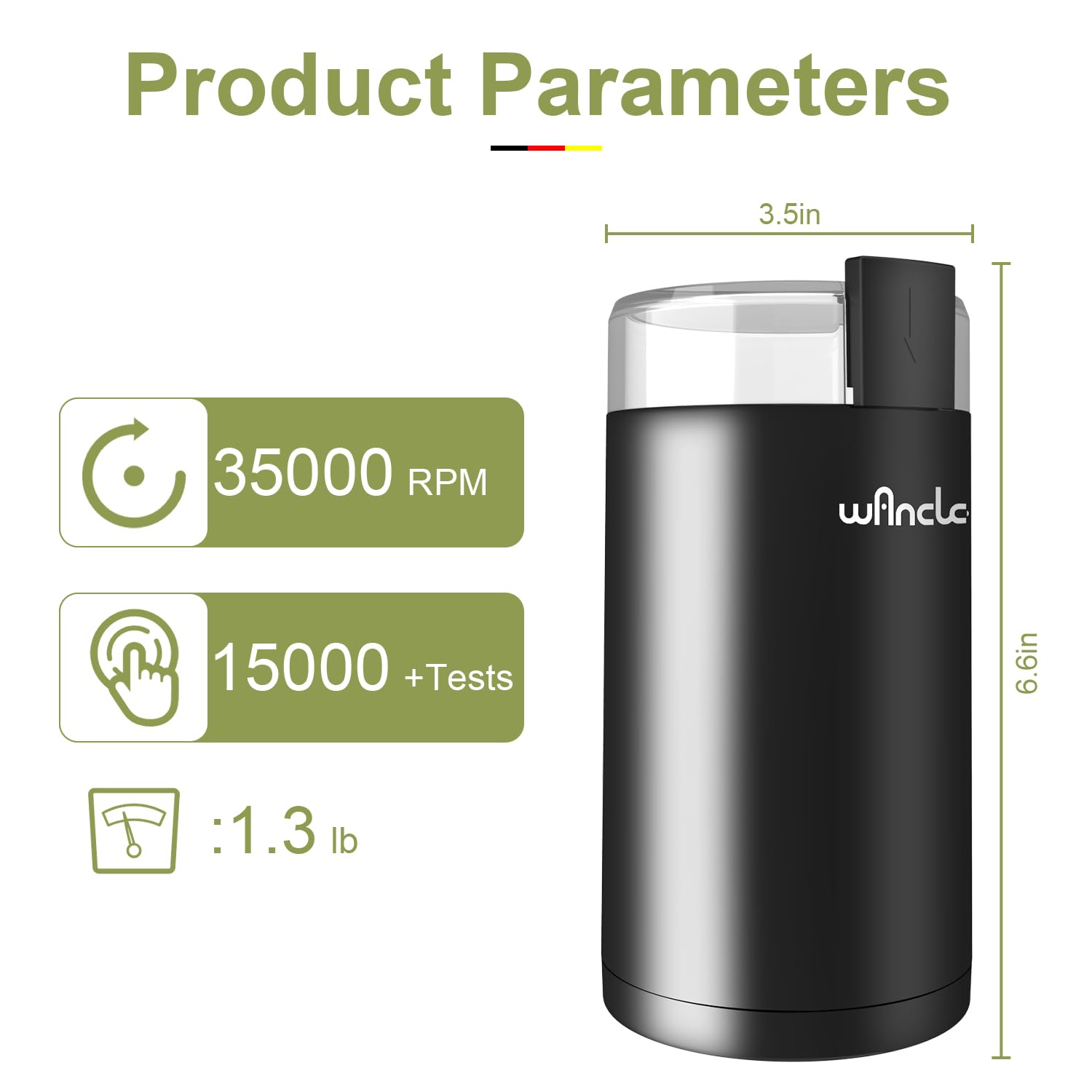 Wancle comparación de tamaño junto a taza para visualizar su compacta escala