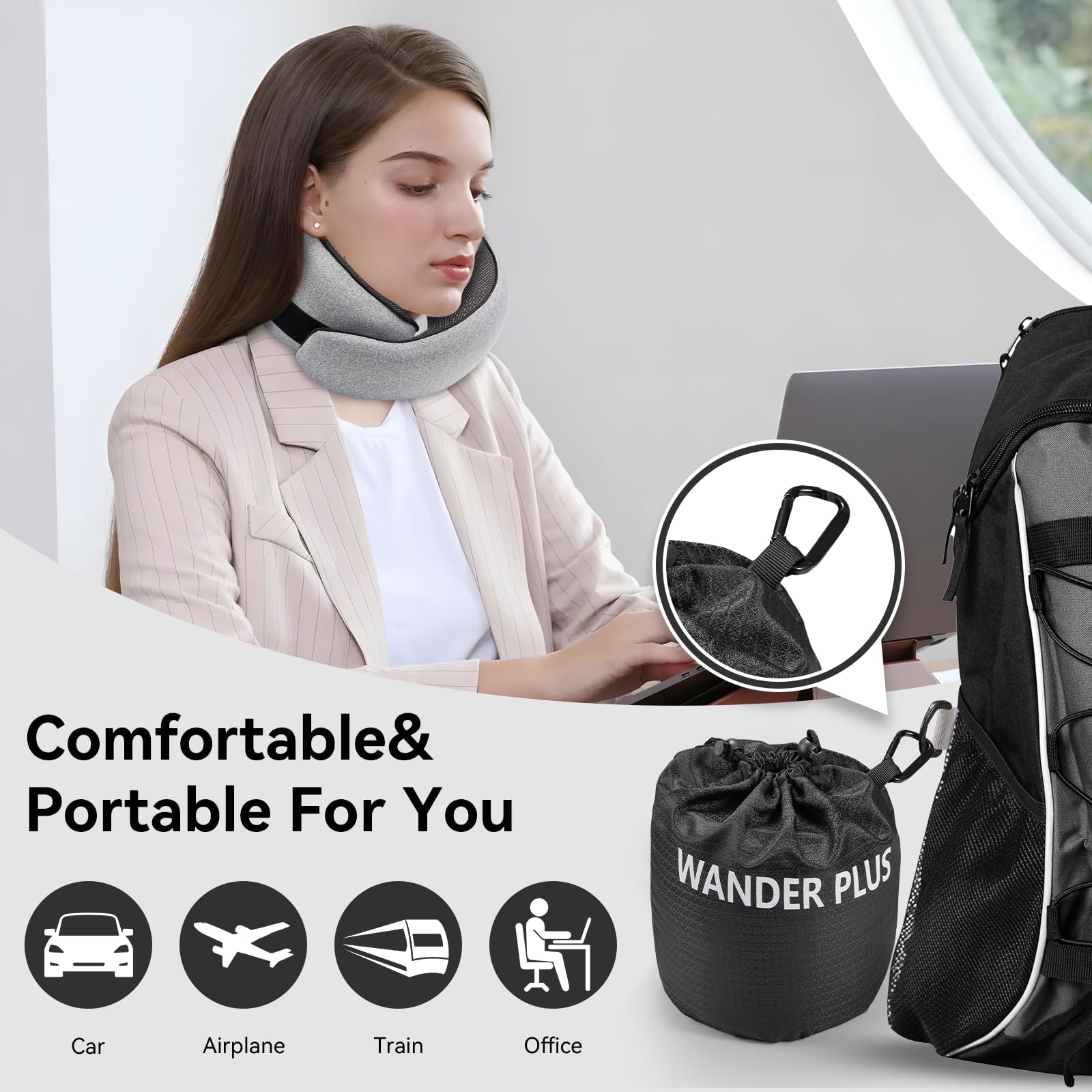 WANDER+ comprimida dentro de su bolsa ilustrando portabilidad
