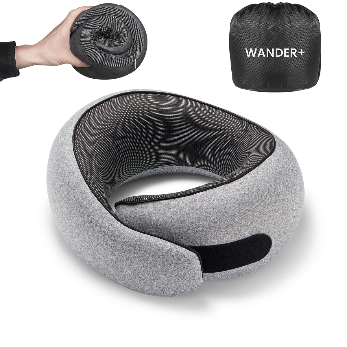 WANDER+ vista frontal del empaque mostrando diseño y color gris