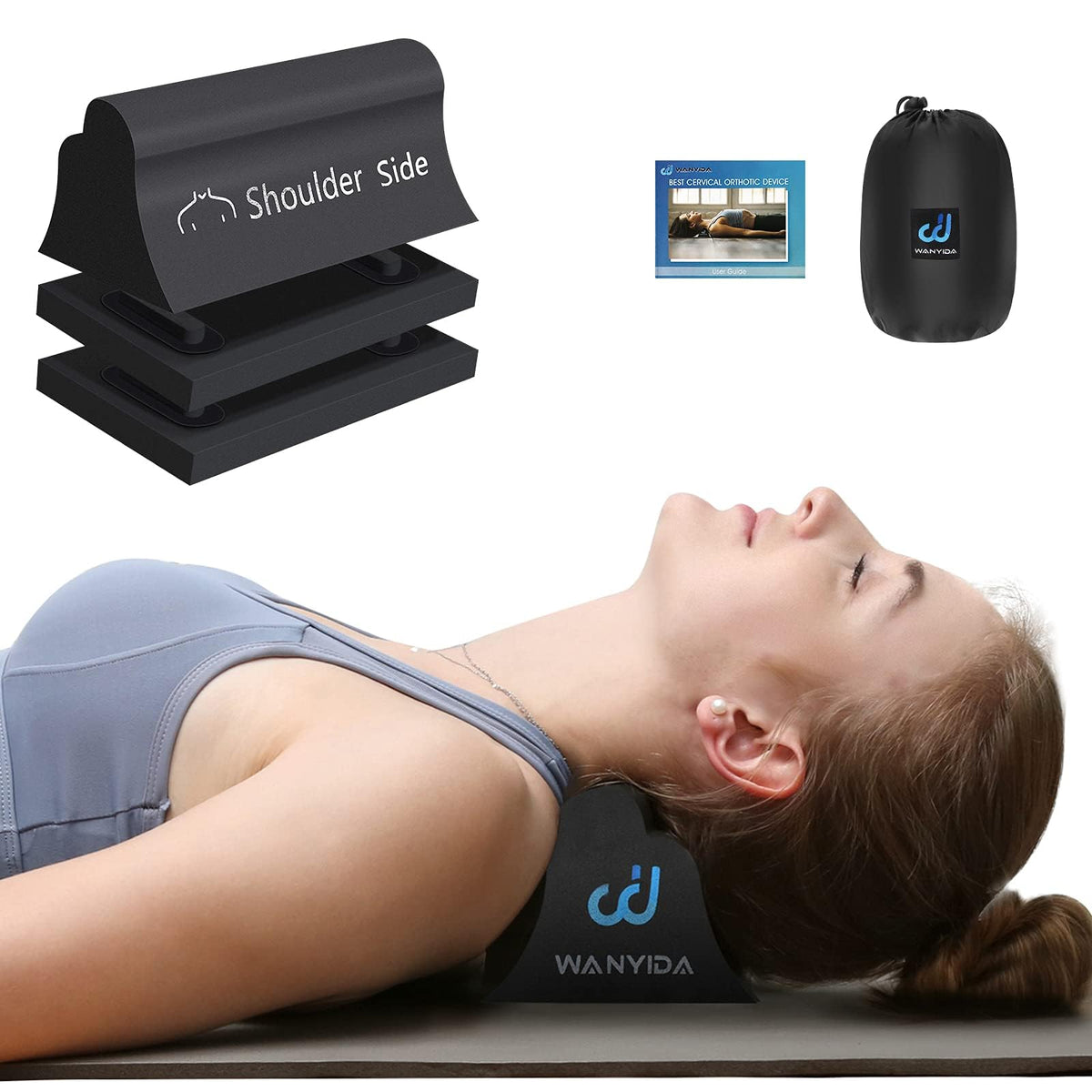 WANYIDA vista frontal del dispositivo mostrando forma ergonómica y beneficio de soporte