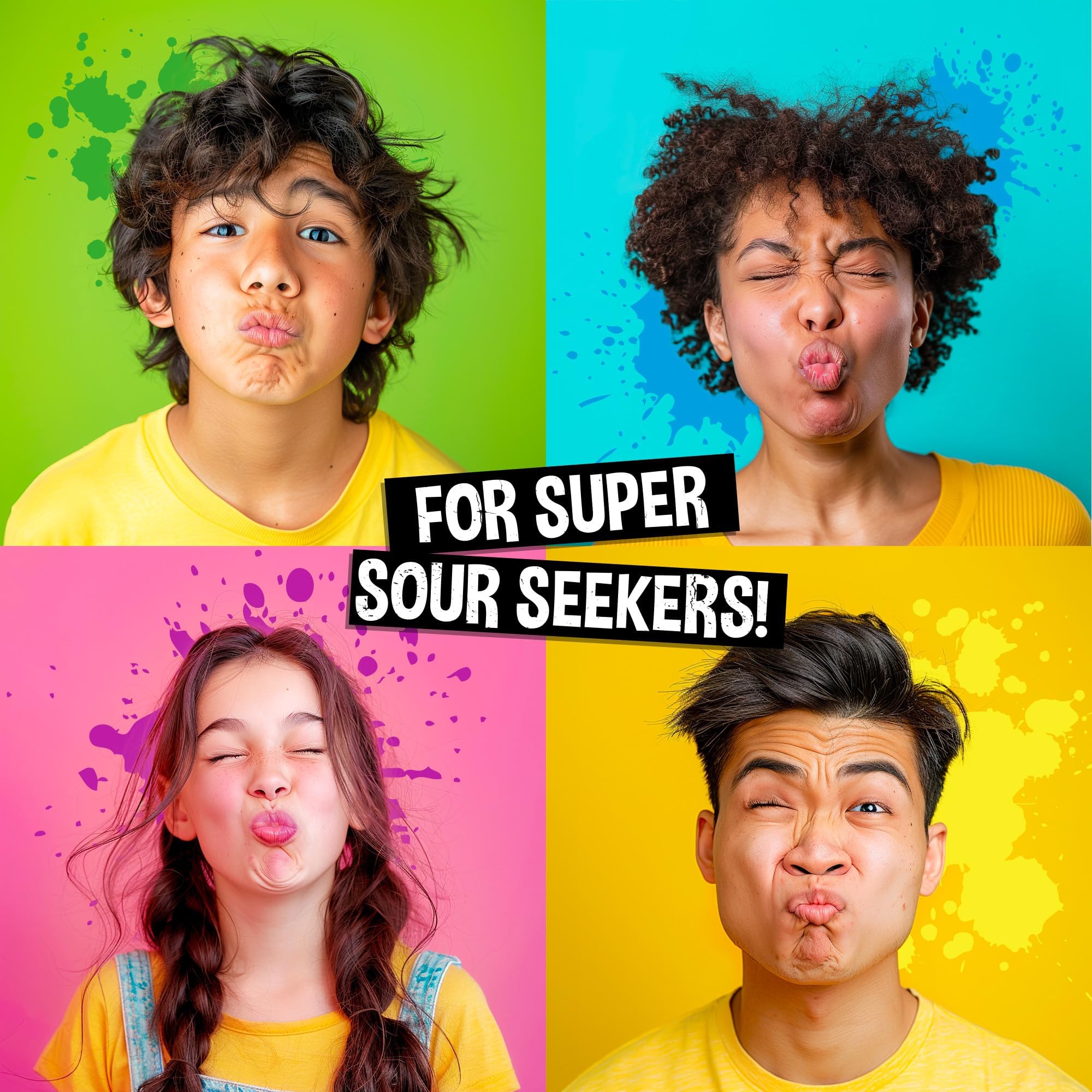 Warheads etiqueta con lista de ingredientes y detalles de producto