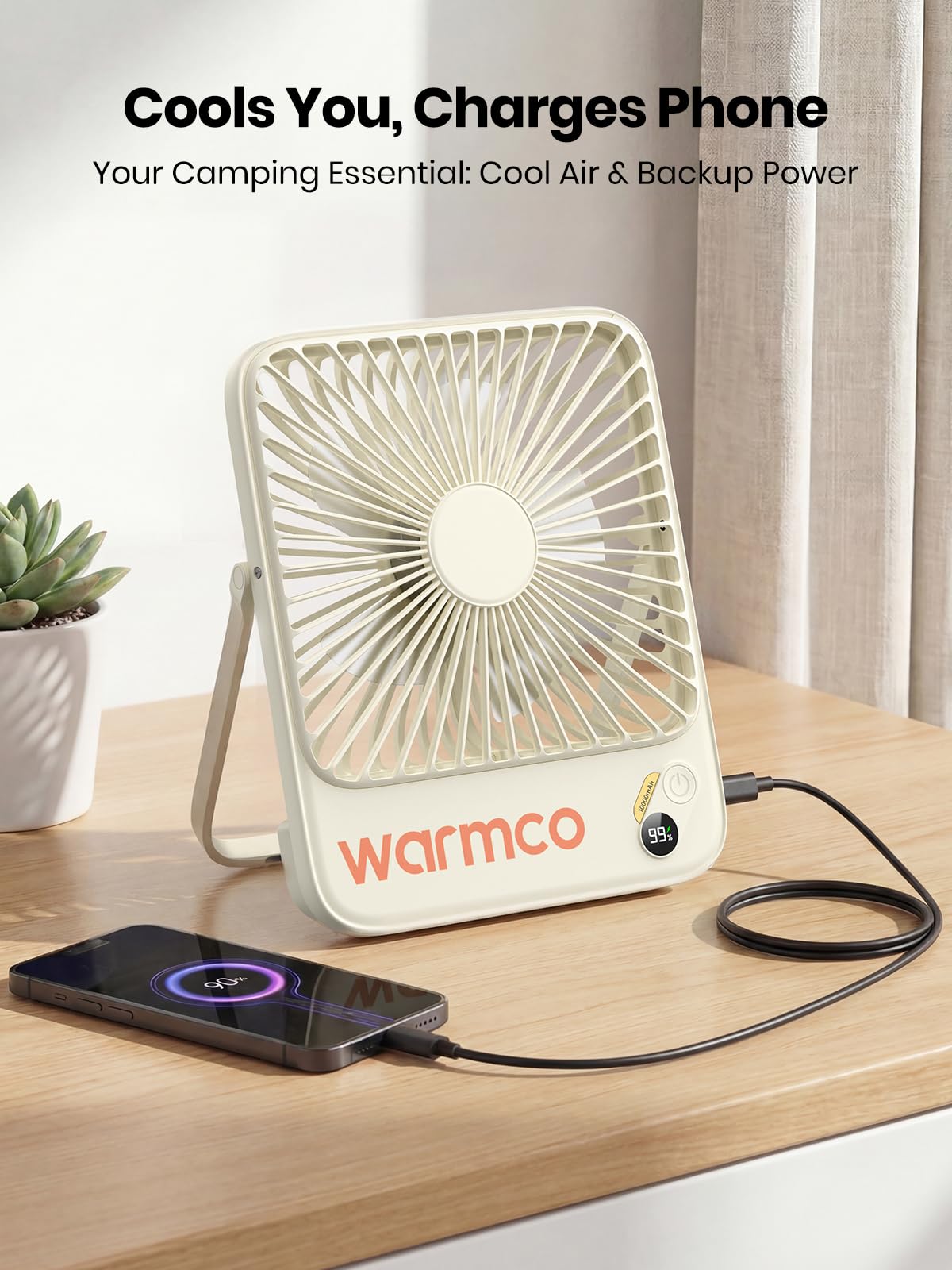 Warmco D3 con cable USB-C incluido para carga rápida y versátil