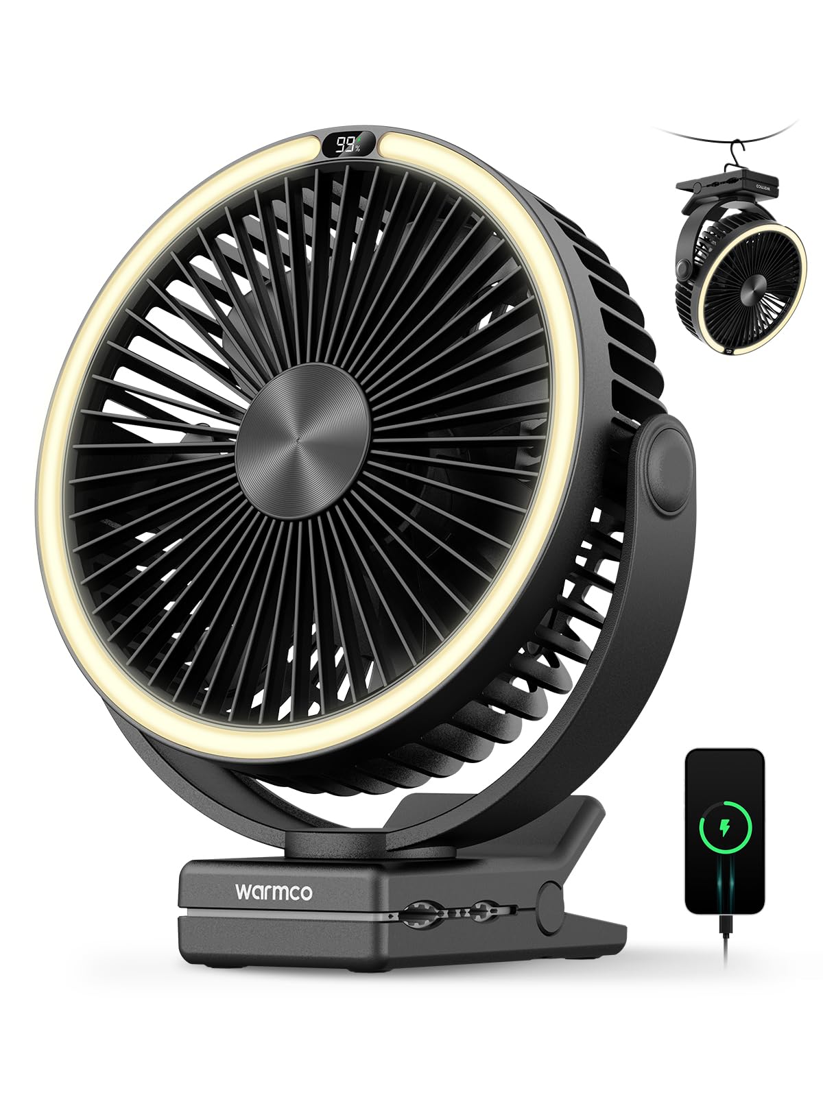 Warmco DJ15 frontal con clip mostrando su montaje seguro
