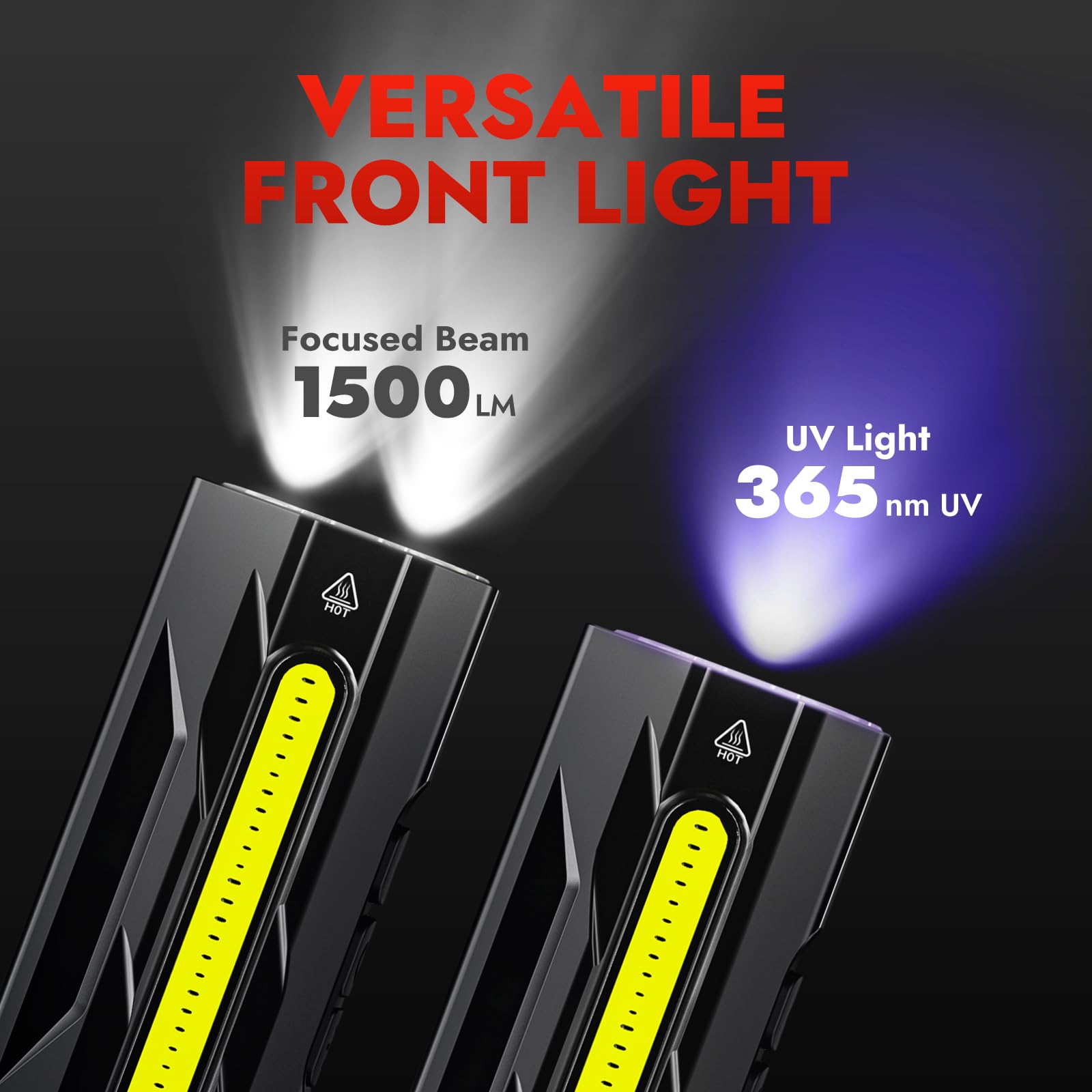 WARSUN T9PRO luz primaria encendida iluminando un sendero y aumento de visibilidad