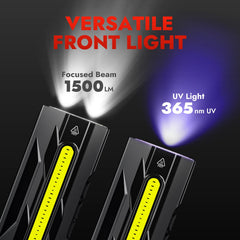 WARSUN T9PRO luz primaria encendida iluminando un sendero y aumento de visibilidad