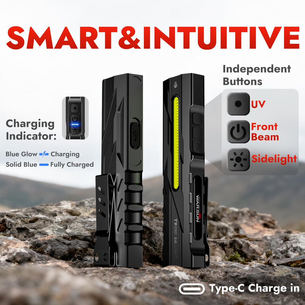 WARSUN T9PRO en uso de camping nocturno proporcionando luz amplia y segura