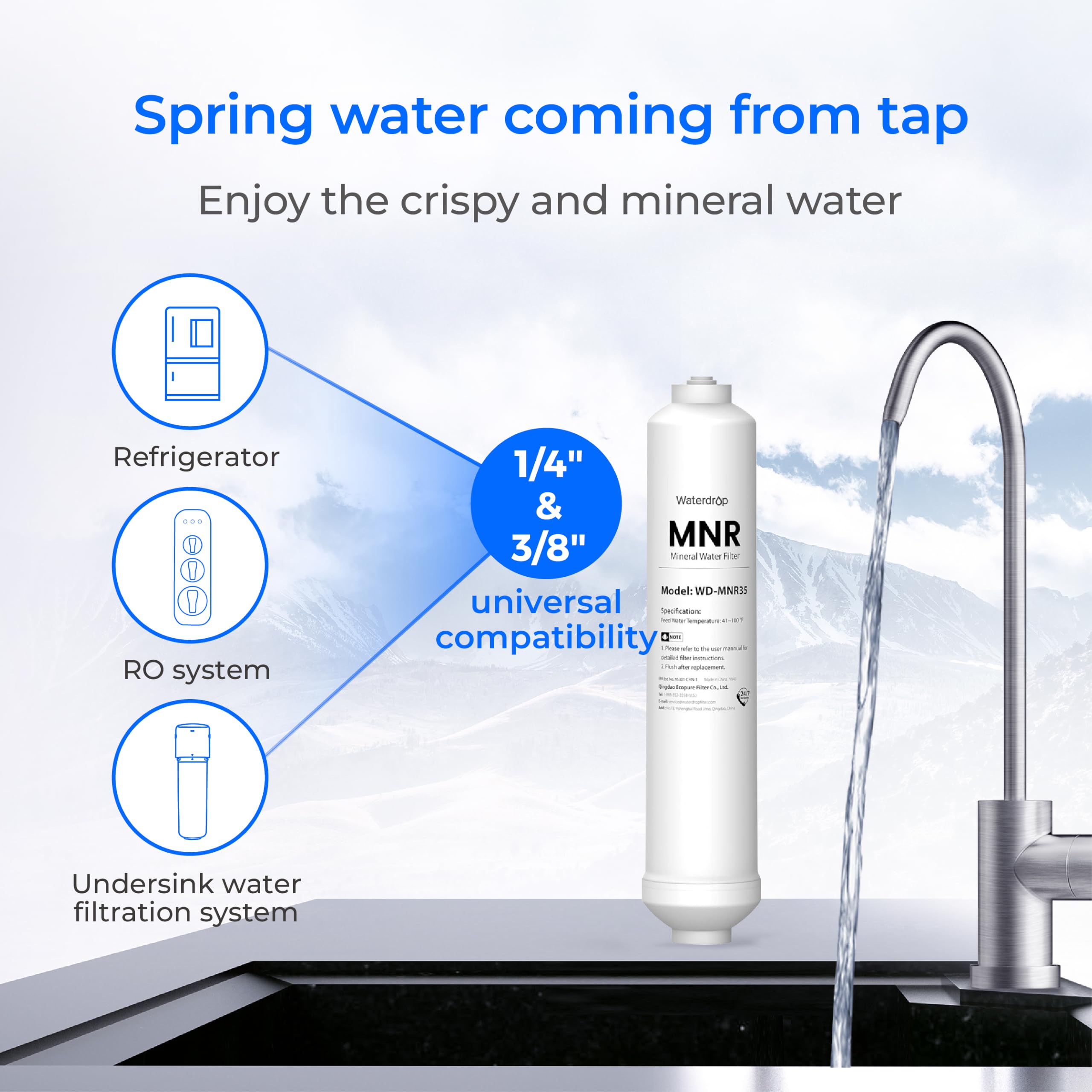 Waterdrop minerales naturales en primer plano para mejor sabor