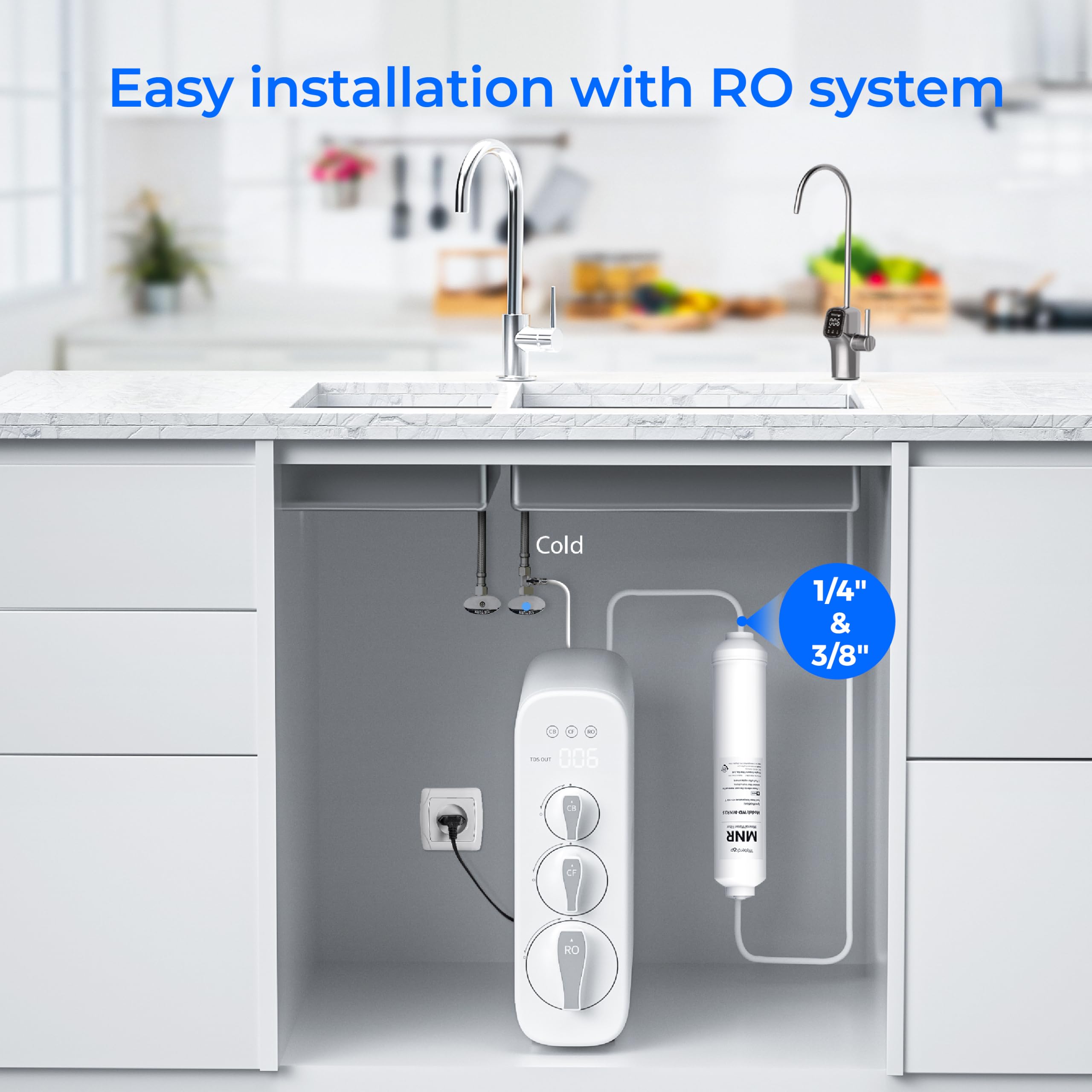 Waterdrop etiqueta del MNR35 mostrando compatibilidad y modelo