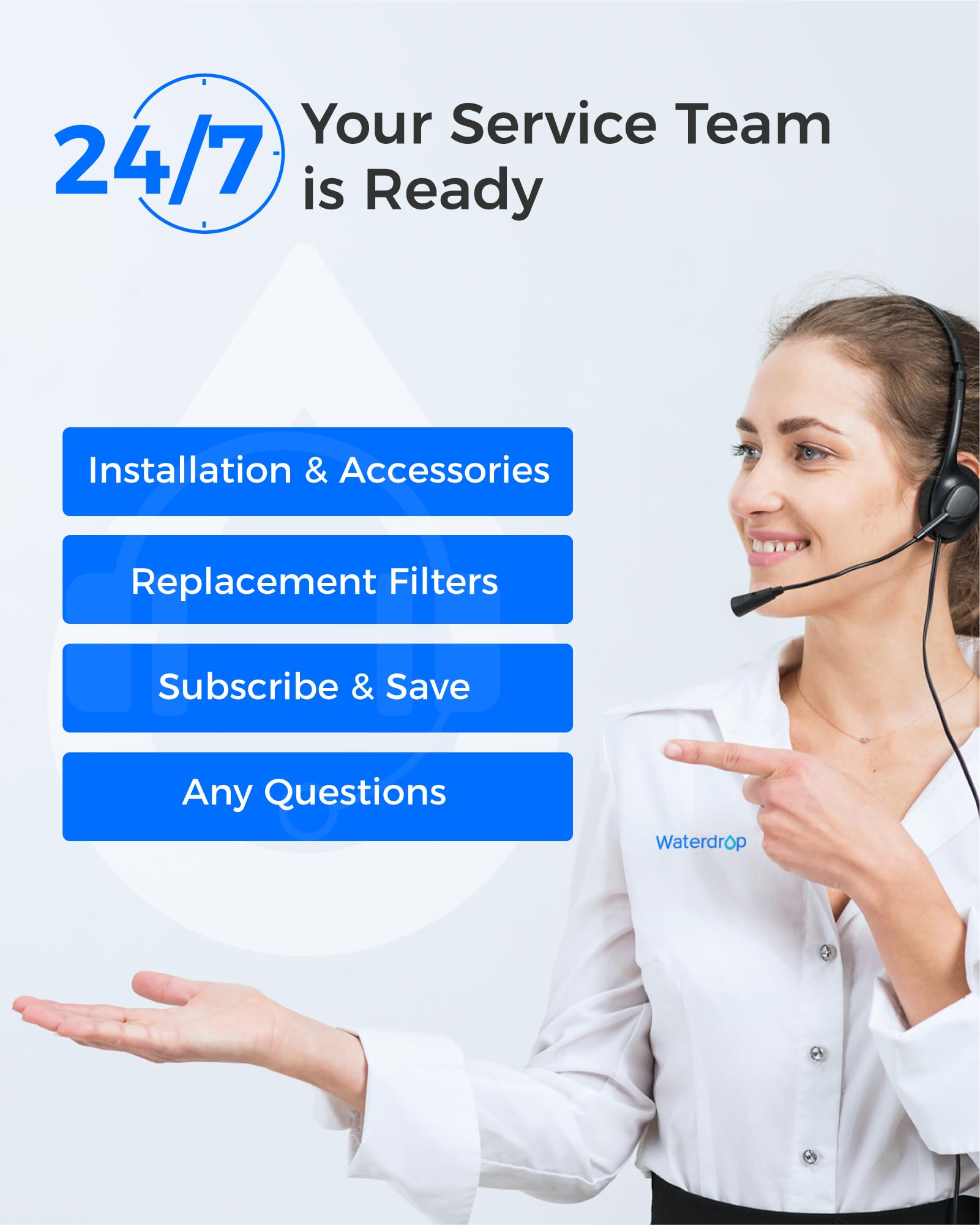 Waterdrop empaque del G2CF con accesorios para instalación rápida