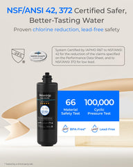 Waterdrop RF10 instalado bajo fregadero en sistema 10UA demostrando ajuste