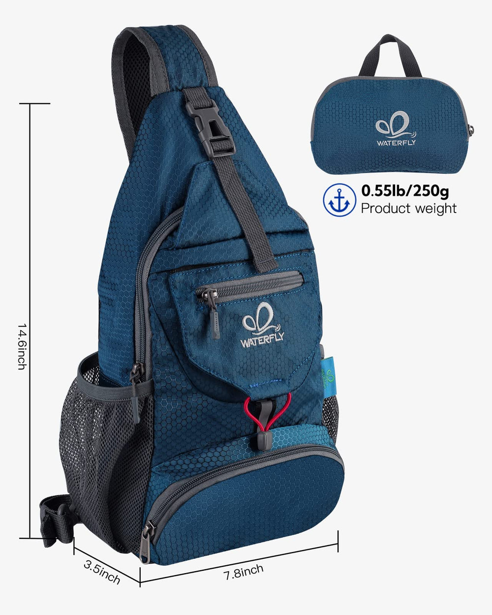 WATERFLY breathable padded back panel detail for comfort and airflow benefit