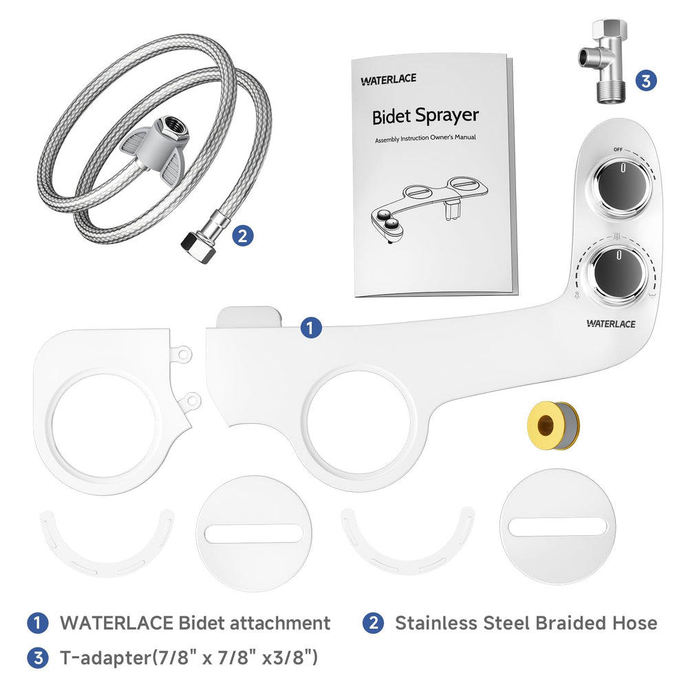 WATERLACE kit con embalaje mostrando piezas incluidas para instalación rápida