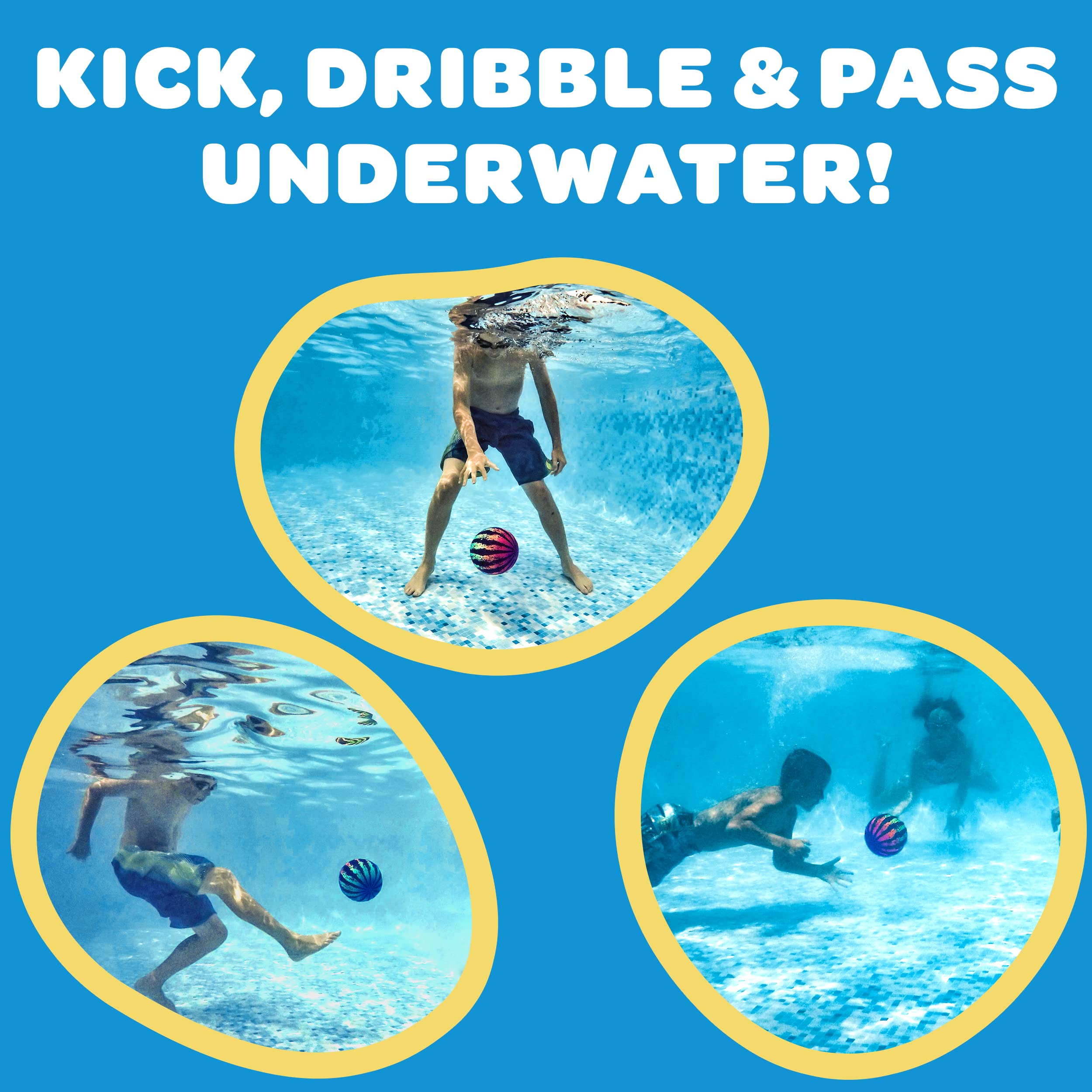 Jugadores usando Watermelon Ball en piscina para pases rápidos y diversión activa