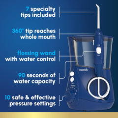 Waterpik Aquarius detalle del mango giratorio que facilita acceder a muelas posteriores