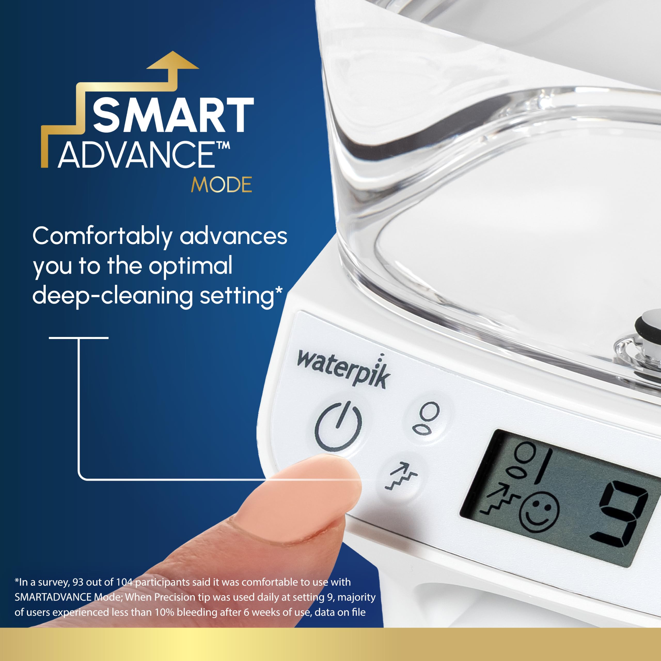 Waterpik Promax depósito de 20 onzas mostrando capacidad para sesiones continuas