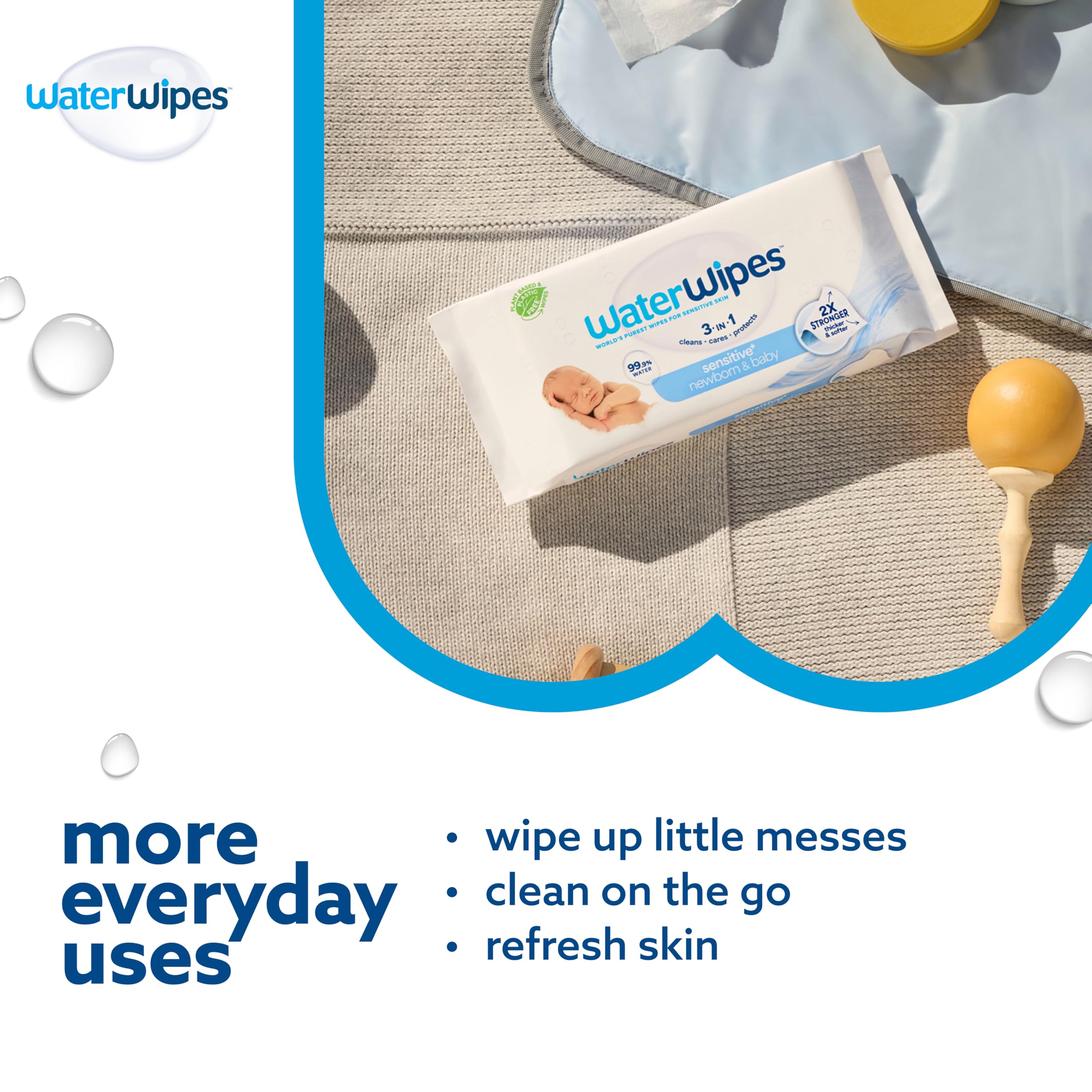 WaterWipes etiqueta con certificaciones OEKO‑TEX y beneficios claros