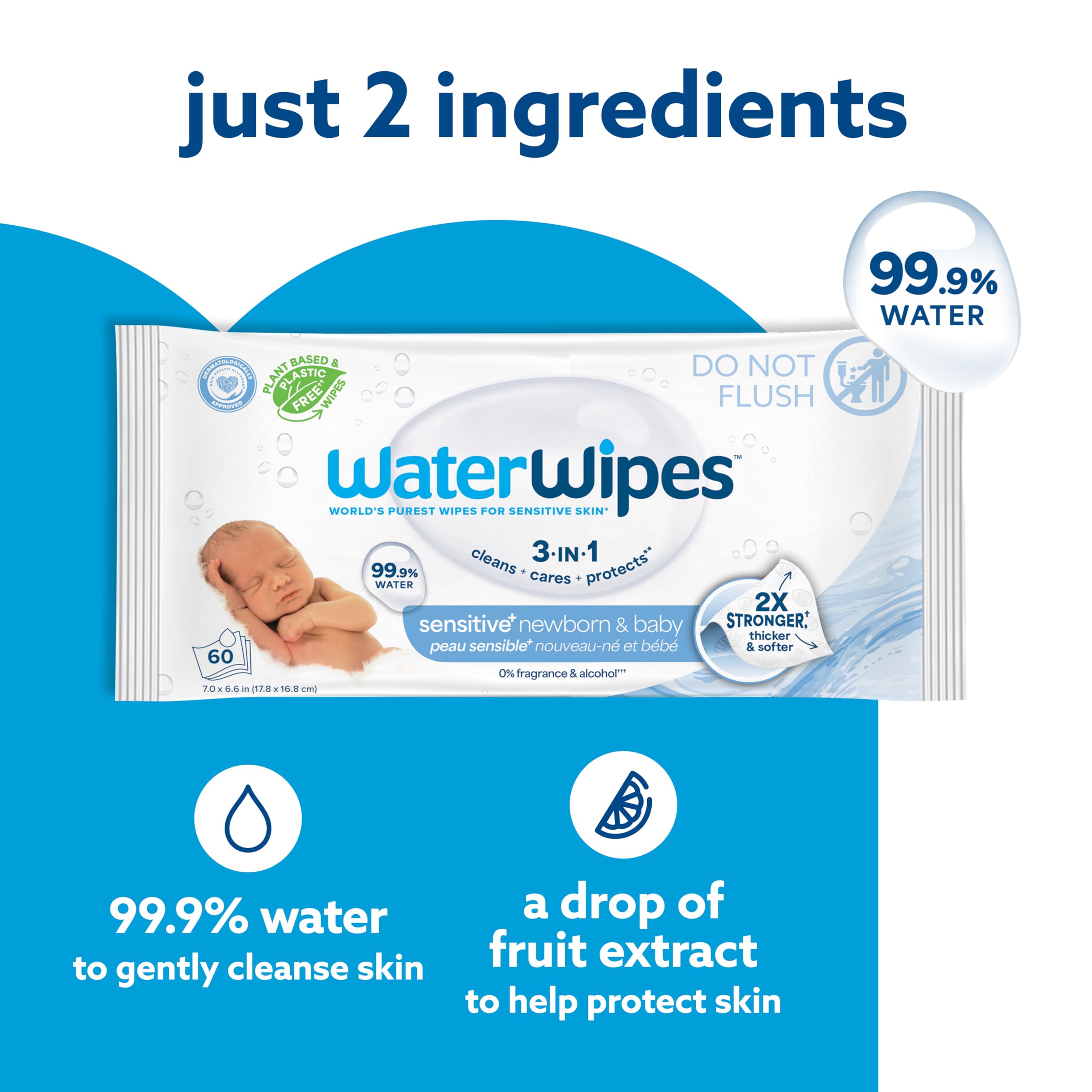 WaterWipes manos de bebé siendo limpiadas con suavidad y seguridad