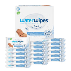WaterWipes pack frontal mostrando diseño y cantidad, limpieza fiable
