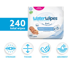 WaterWipes textura de fibra vegetal más gruesa para limpieza suave y eficaz