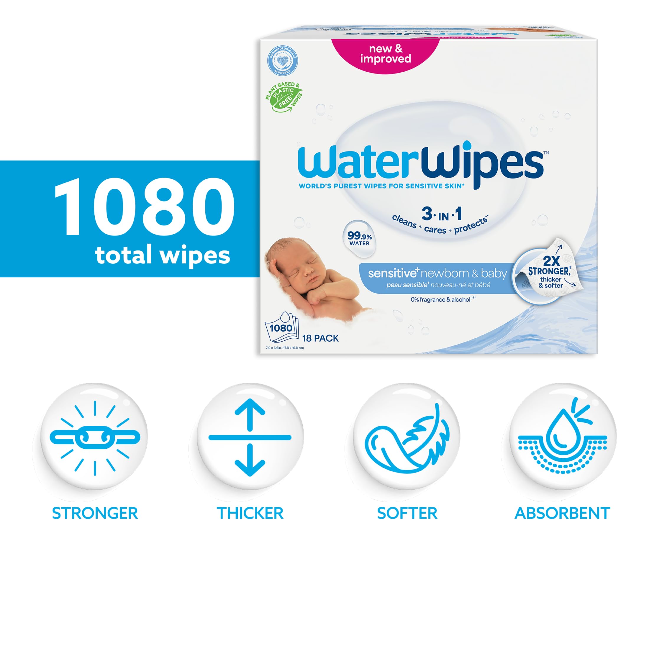 WaterWipes detalle de textura más gruesa y suave, mayor absorción
