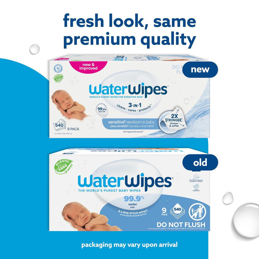 WaterWipes toallita desplegada enseña tamaño y capacidad de limpieza