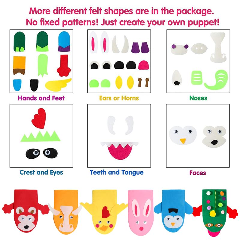 WATINC pompones y ojos móviles en primer plano para personalizar marionetas