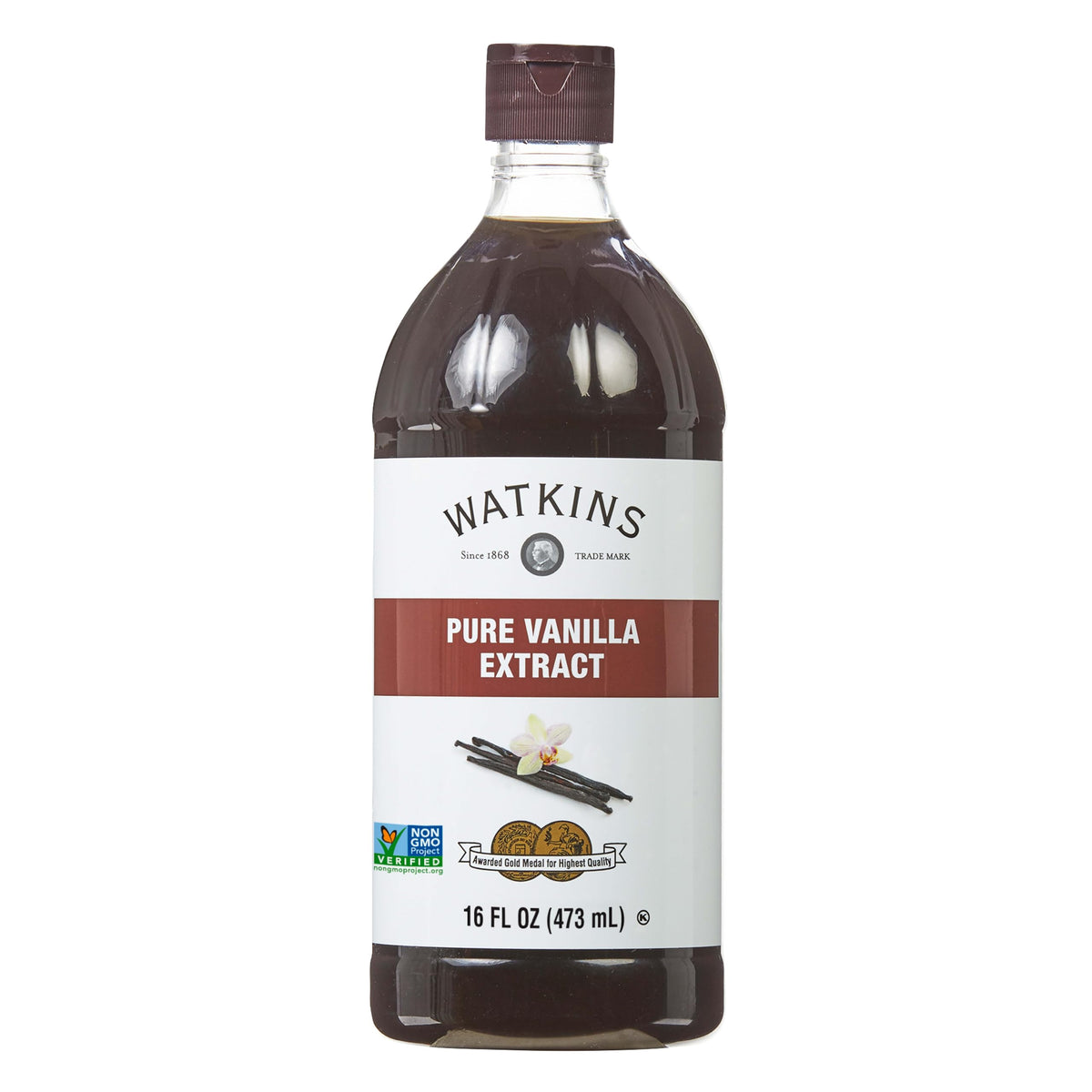 Watkins frente del empaque 16 oz mostrando botella y beneficio consistencia