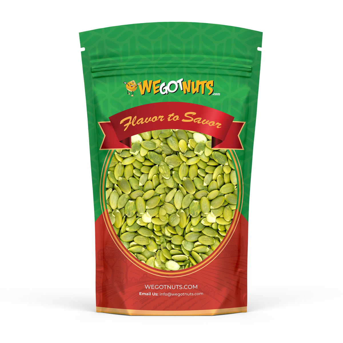 We Got Nuts bolsa frontal 5 lb mostrando pepitas listas para usar
