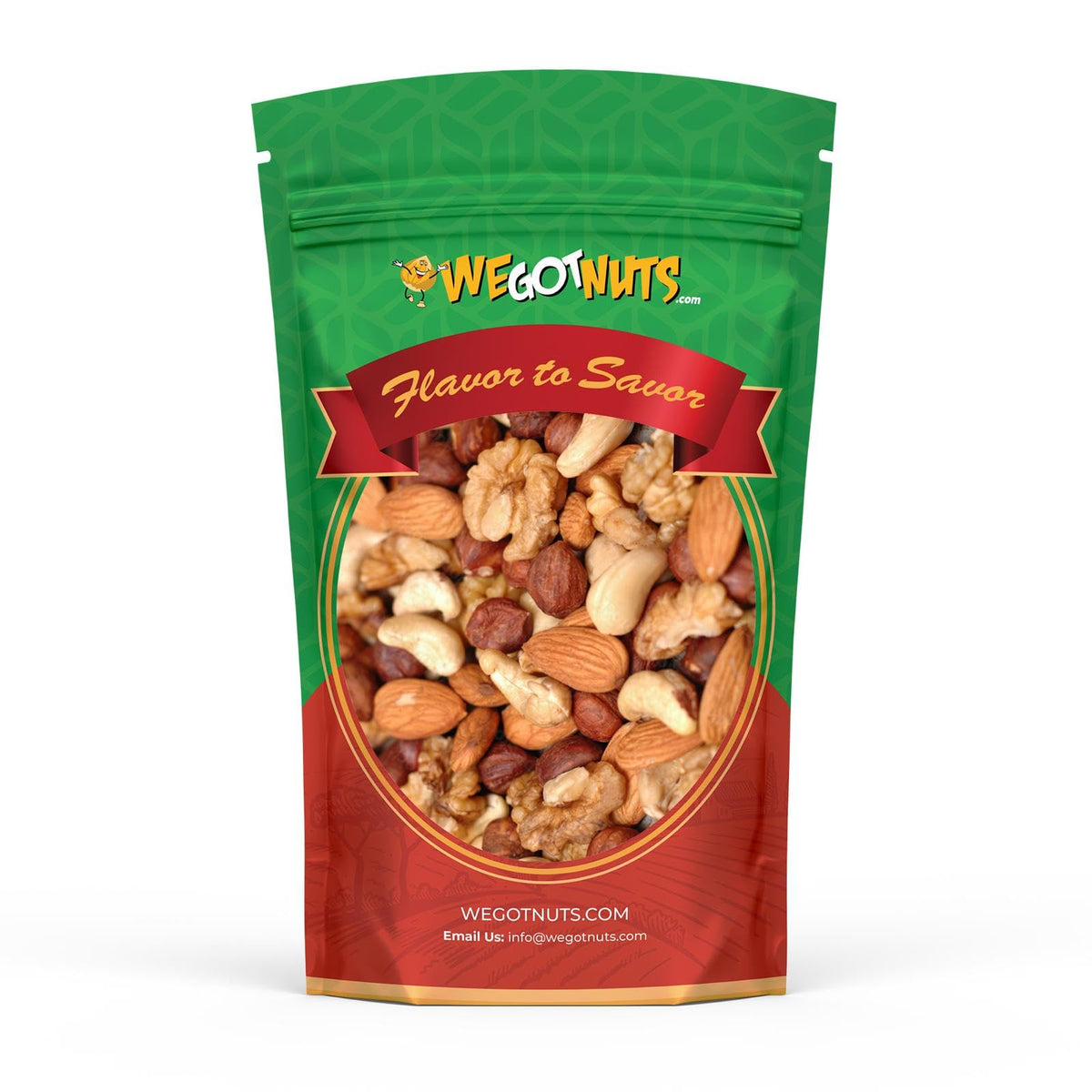 We Got Nuts paquete frontal mostrando mezcla premium y bolsa resellable