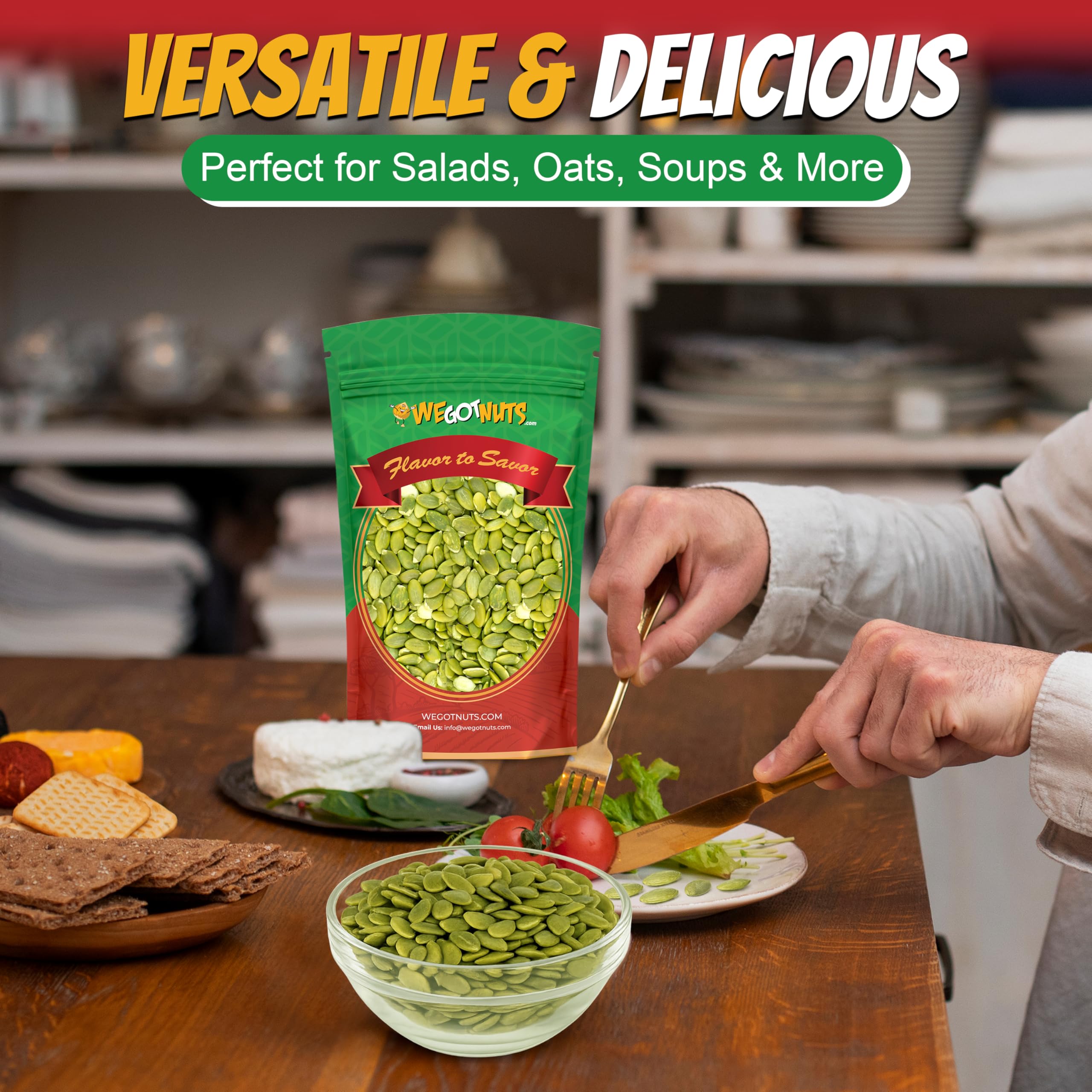 We Got Nuts bolsa resellable abierta mostrando almacenamiento seguro
