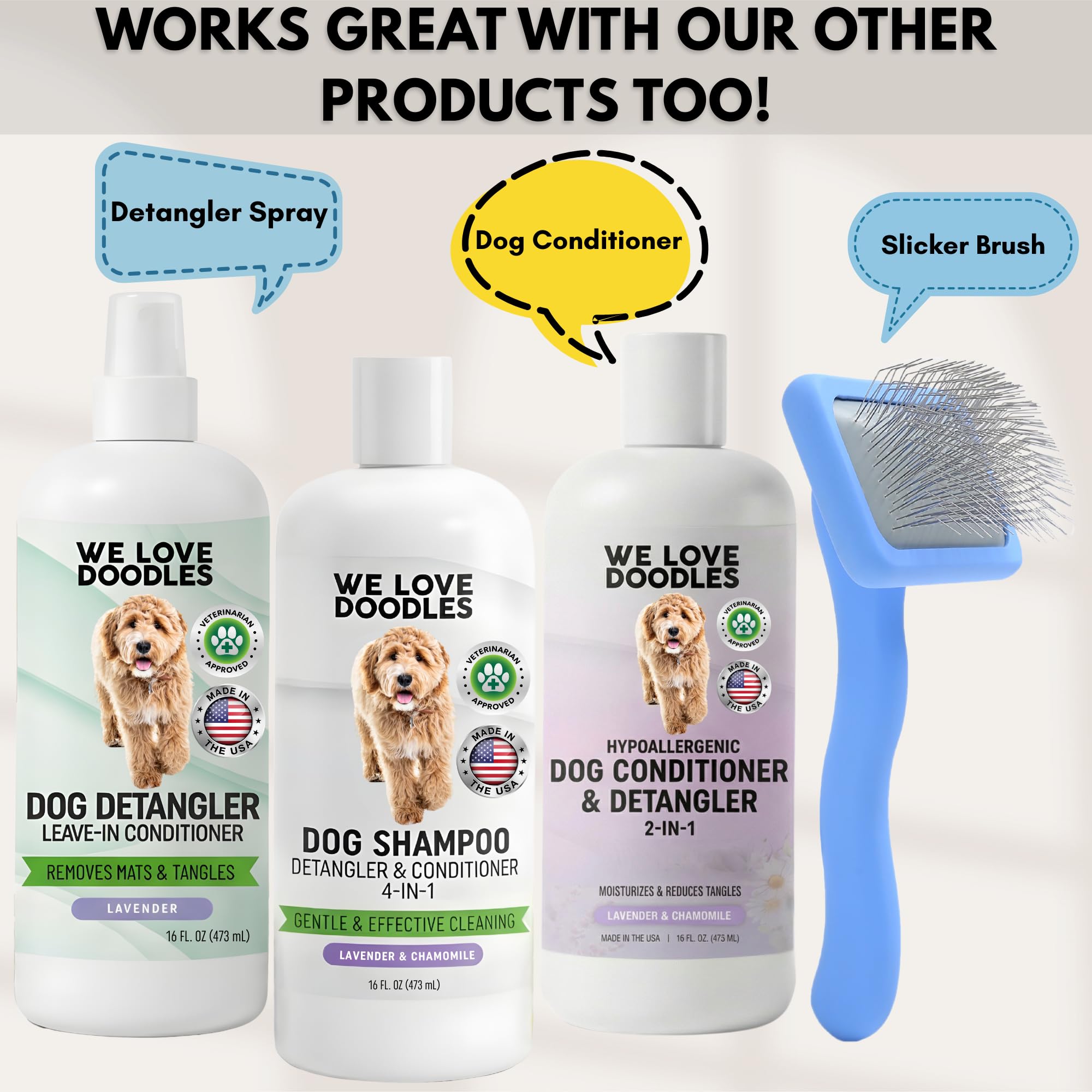 We Love Doodles cachorro en baño con aroma lavanda calmante