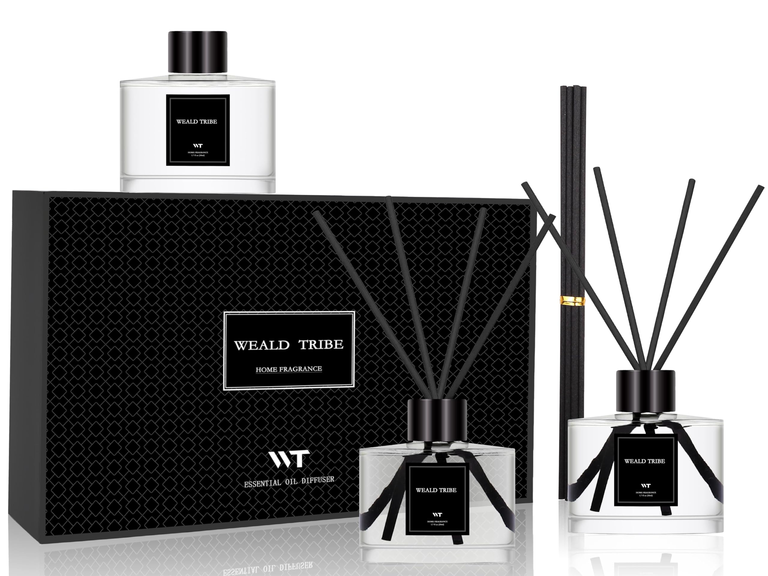 WEALD TRIBE primer plano de las tres botellas para apreciar etiquetas y colores