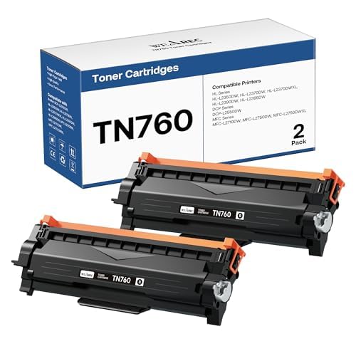 WEAREC cartucho TN760 frontal del paquete mostrando etiqueta y diseño, compatibilidad clara