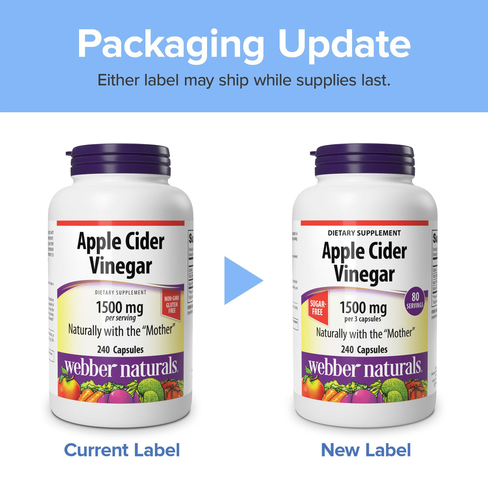 Webber Naturals tapa y etiqueta enfocadas con información clara de calidad