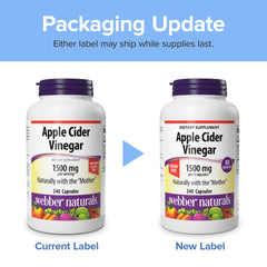 Webber Naturals tapa y etiqueta enfocadas con información clara de calidad