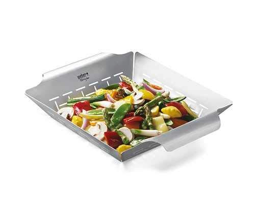 Weber basket beside grill grate showing dimensions—helps choose correct fit benefit