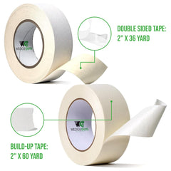 Wedge Guys primer plano de la textura y grosor de la cinta, asegura adhesión uniforme