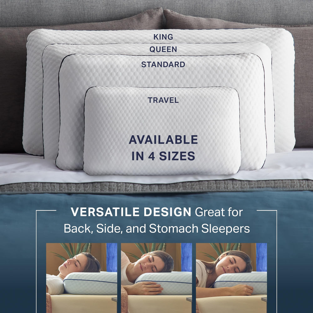 WEEKENDER almohada en uso por durmiente lateral ofreciendo soporte visible