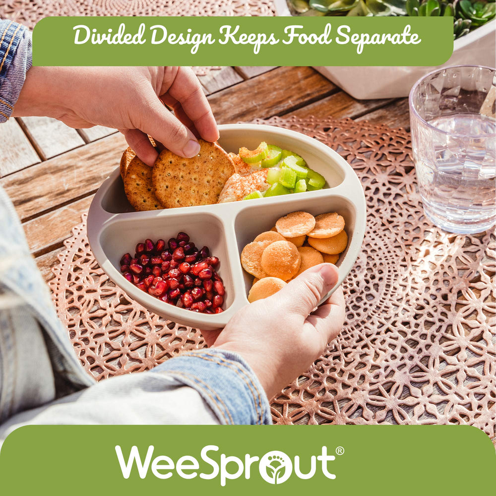 WeeSprout pack de tres platos presentados listos para la mesa y almacenamiento